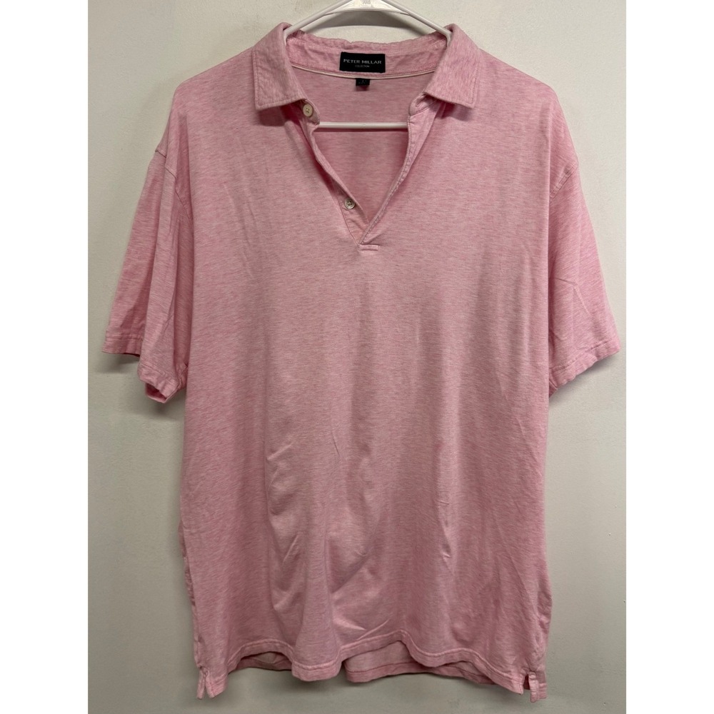 Peter Millar Collection Pink Heathered Cotton Modal Polo Shirt MF21RK01 Mens L